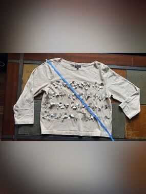 J crew cotton khaki color large academia preppy mariner jersey coin embellished